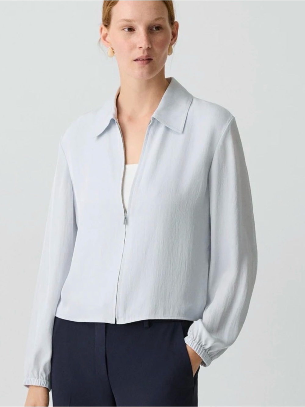 NWT Theory Pale Blue Zip-Front Jacket